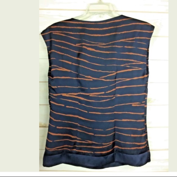 Select Woman Blue & Brown Striped Sleeveless Top Sz S - Picture 5 of 7